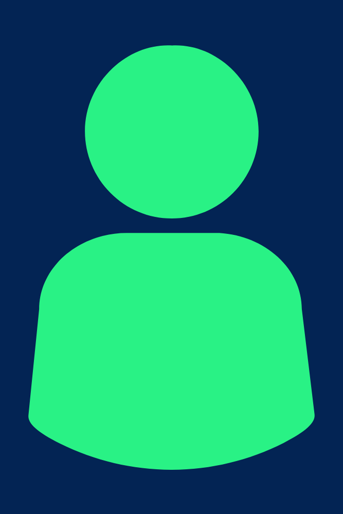 bildet viser en grønn emoji av en person mot en mørk blå bakgrunn og brukes når det ikke finnes et profilbilde av den ansatte