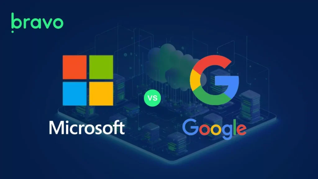 illustrasjon som viser Microsoft 365 vs Google workspace