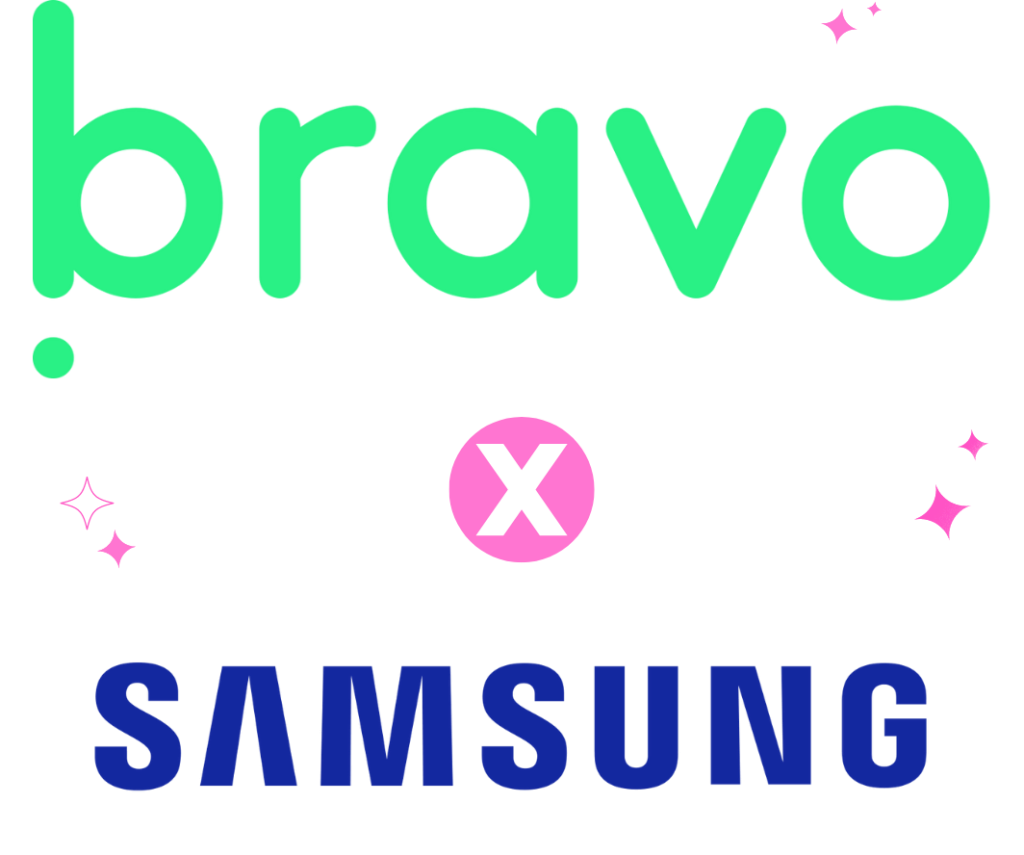 Bravo og samsung sin logo over hverandre med en X mellom