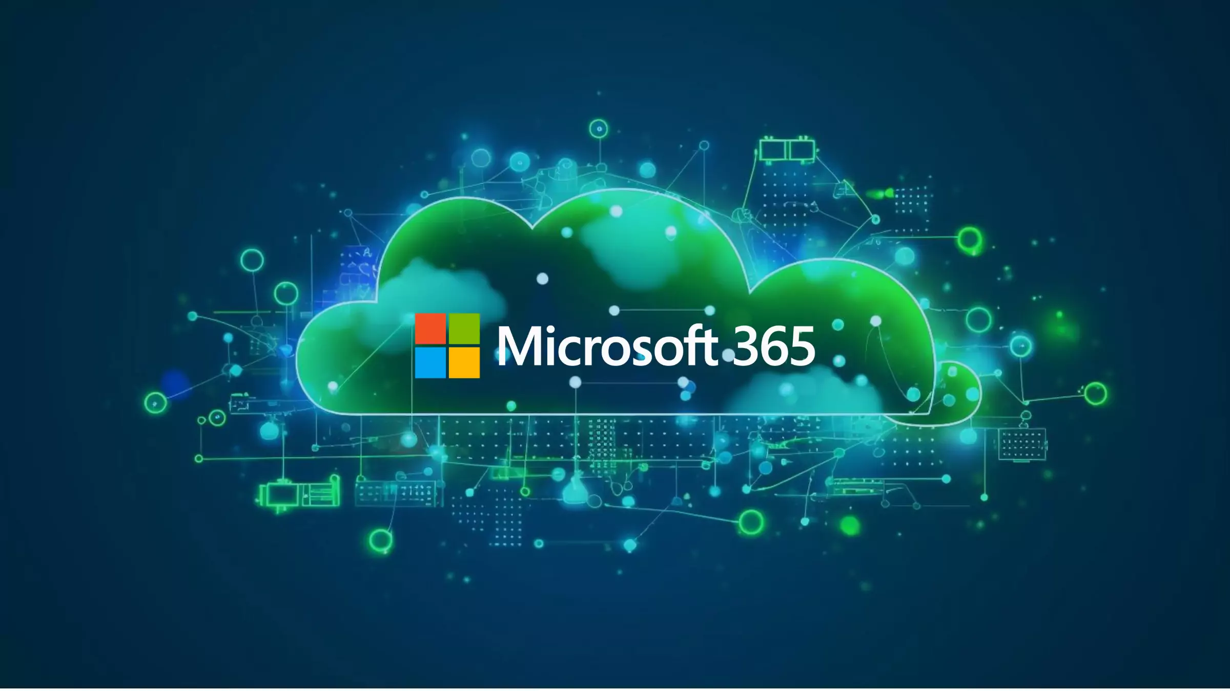 Et bilde med en grønn isometrisk sky med microsoft 365 logoen i seg. den symboliserer det å være it-driftspartner innenfor microsoft 365