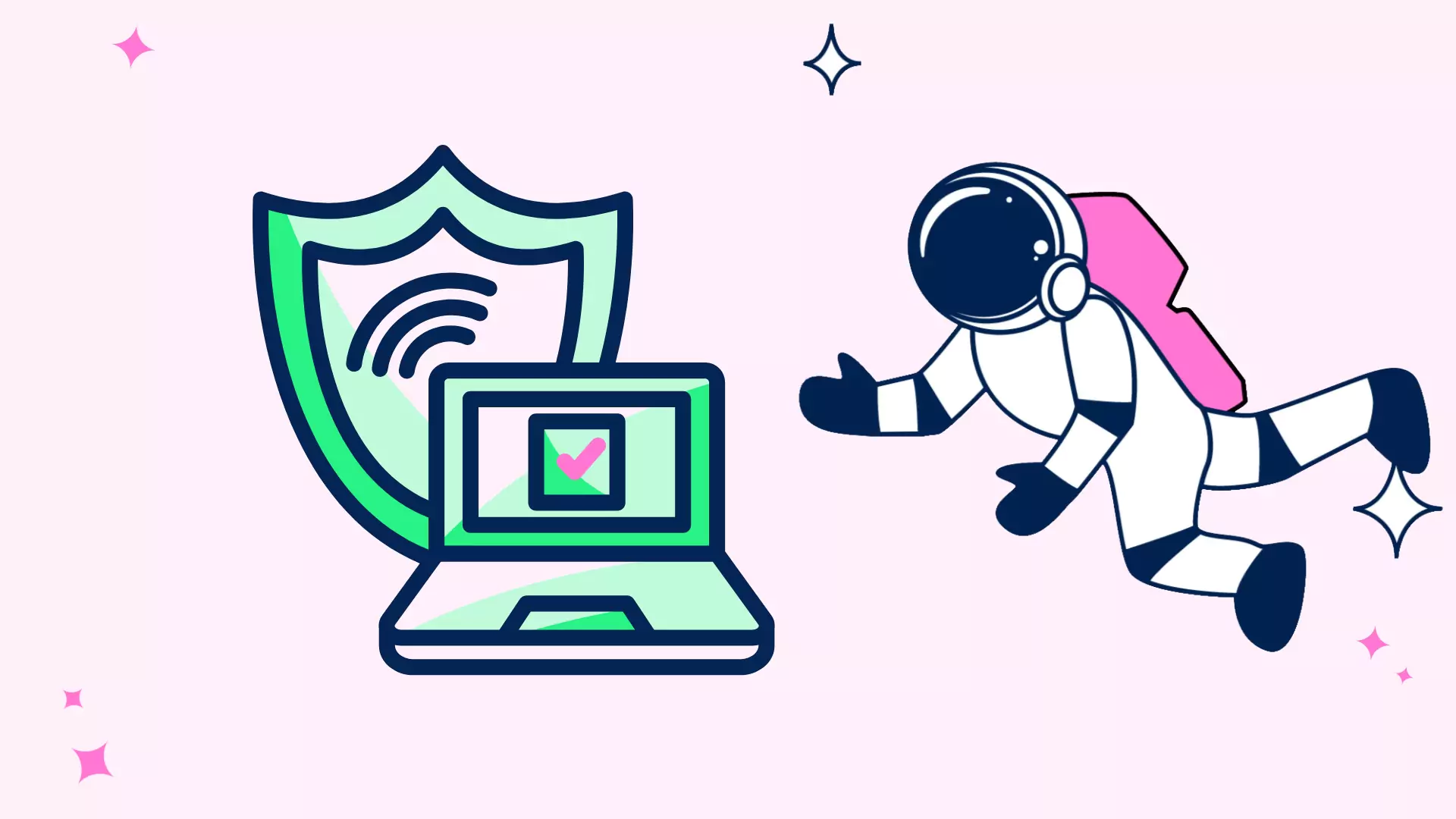 illustrasjon med astronaut og PC for å symbolisere microsoft defender for endpoint funksjonalitet