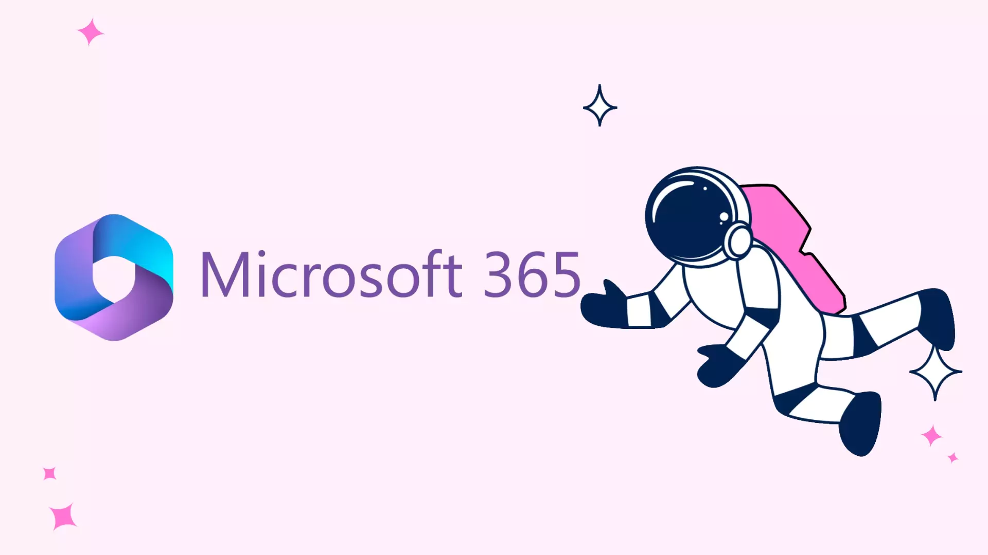 illustrasjon med en astronaut og microsoft 365 logo