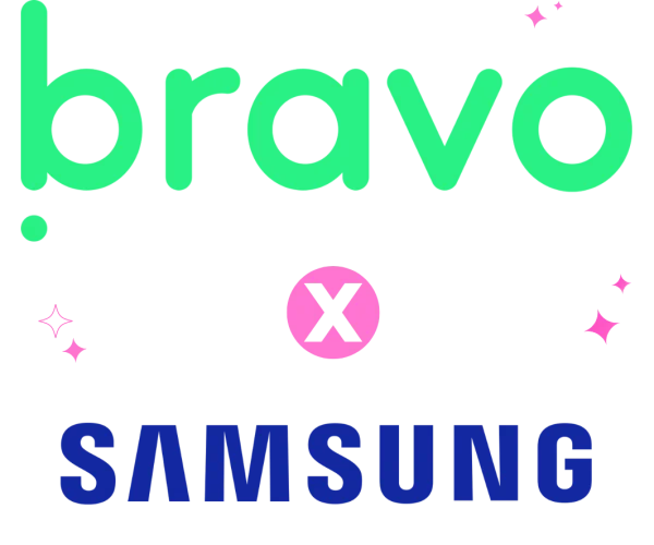 Bravo og samsung sin logo over hverandre med en X mellom